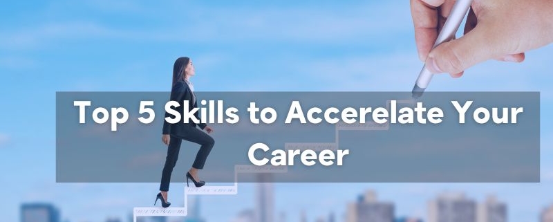 woman walking up stairs that represent career growth