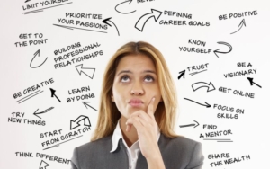 woman reflecting on career options